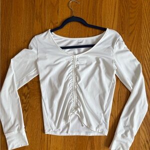 GAP White Ruched Long Sleeve Top